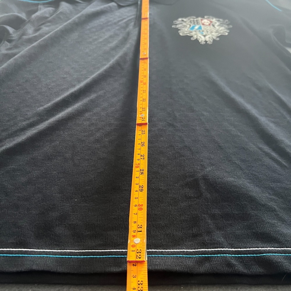 Avirex XL Black Blue Trim Polo Y2K Streetwear Crest Skull Hip-Hop Graphic Shirt - Picture 11 of 11